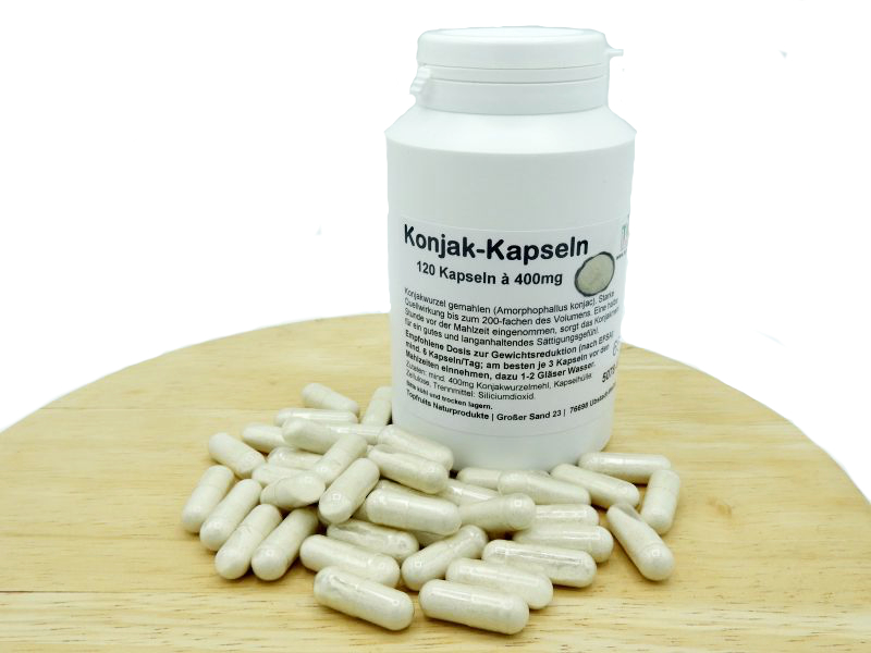 Konjak-Kapseln à 400 mg Konjakwurzelpulver, 240 Stück, Amorphophallus konjac, hohe Quellfähigkeit