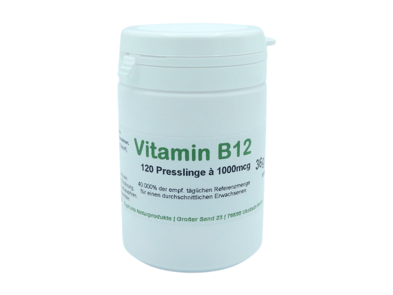 B12 Presslinge als Methylcobalamin - 120 Stück, vegan, Depot-Wirkung