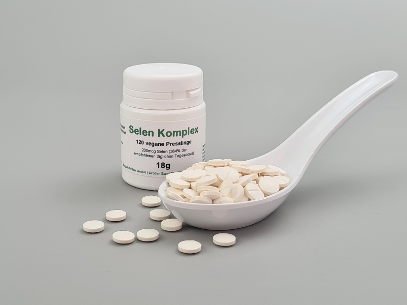 Selen Komplex Presslinge à 200 µg, Natriumselenit und L-Selenomethionin, vegan & glutenfrei