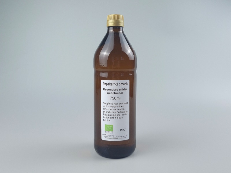 Rapsöl, Rapskernöl Organic - kaltgepresst, Bio kbA, besonders mild, Teutoburger Ölmühle