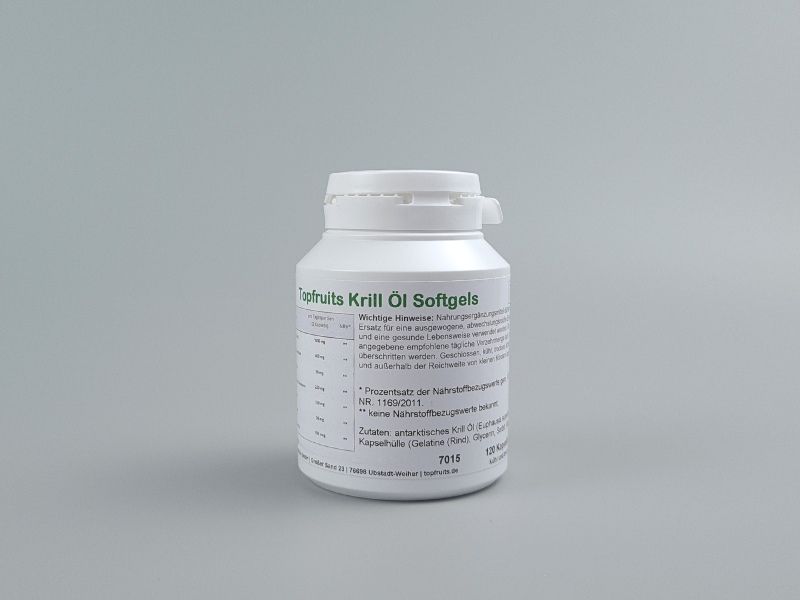Krill Öl Kapseln, 120 Kapseln mit je 500mg Krillöl, natürliches Omega3 und Carotinoide