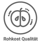 Rohkost Qualität - Nahrungsmittel, wie Trockenfrüchte, Nusskerne, Kräuter, Öle etc. mit diesem Symbol werden bei Temperaturen unter ca. 45C° hergestellt.